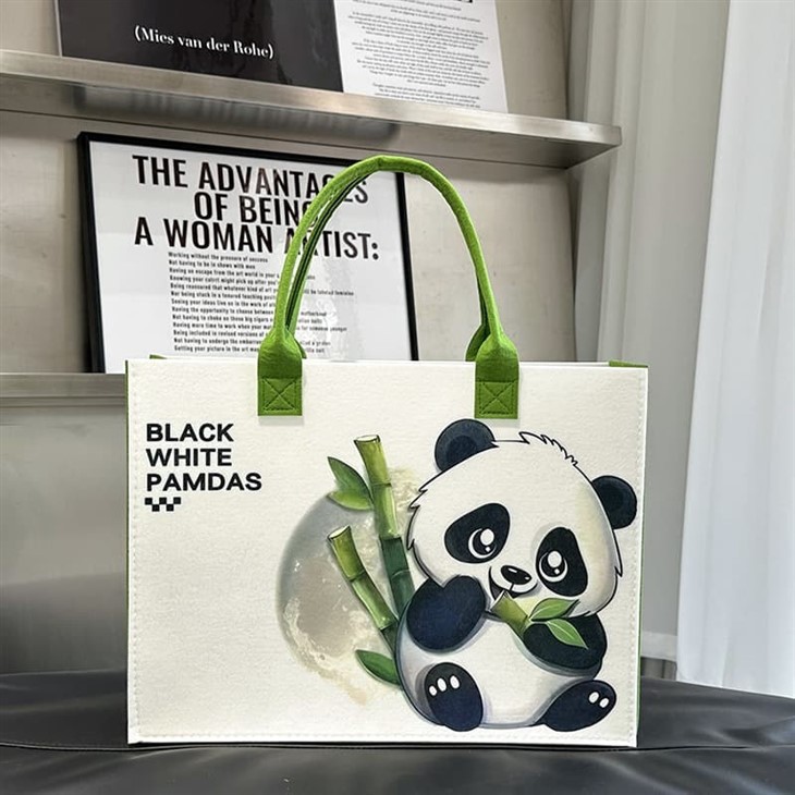 Panda-Themed Felt Tote Bags factory