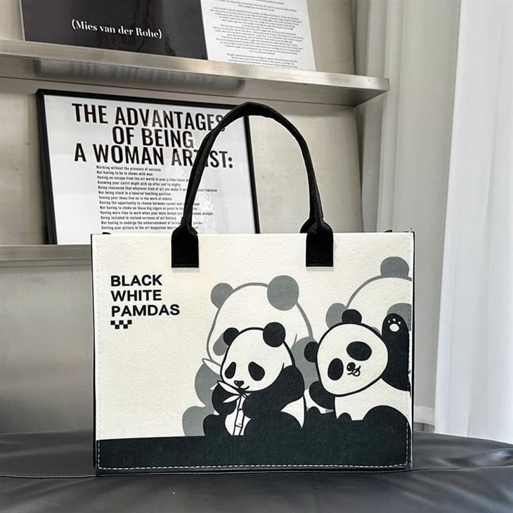 Panda-Themed Felt Tote Bags best